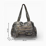 Sac A Main Cuir Lavé Multipoches