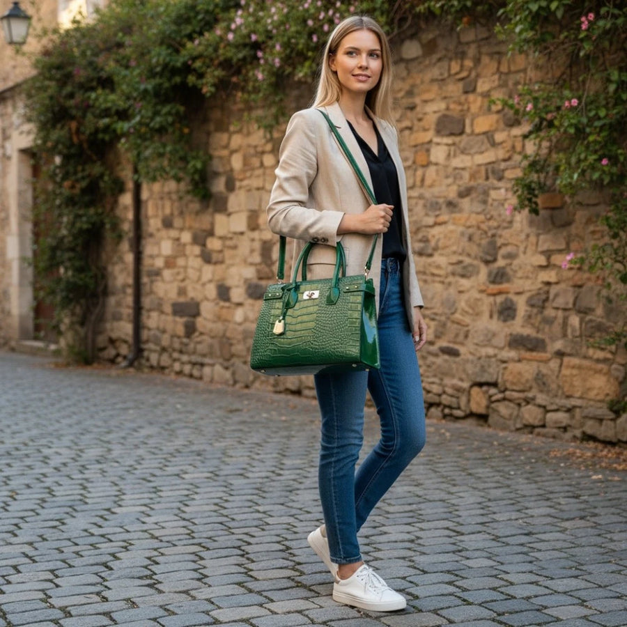 Sac A Main Croco 3 Pièces