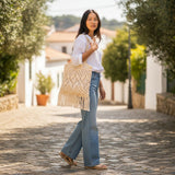 Sac A Main Paille Tressé Franges