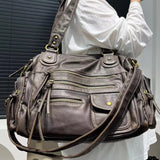 Sac A Main Cuir Lavé Multipoches