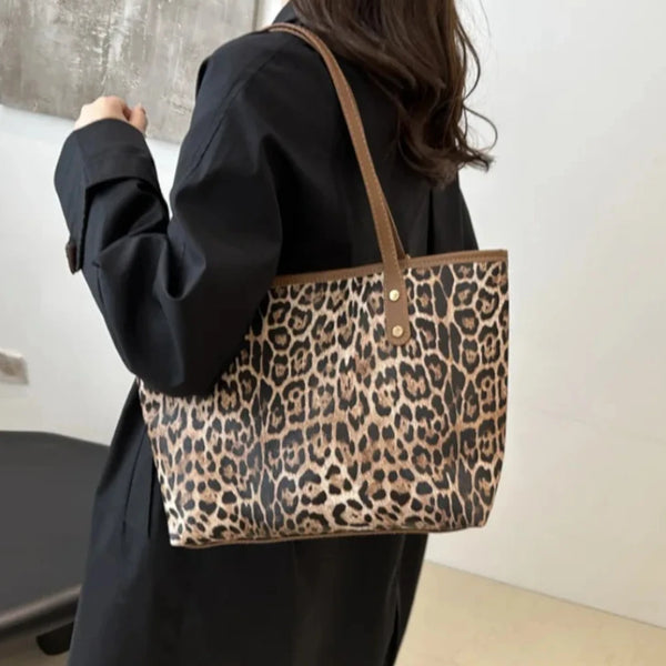 Sac A Main Tote Léopard Set 2 Pièces