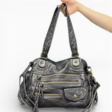 Sac A Main Cuir Lavé Multipoches