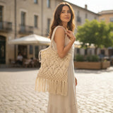 Sac A Main Paille Tressé Franges